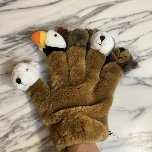 Arctic Circle Plush Five Finger Hand Puppet 9" Stuffed Animal Toy Puffin Moose - Picture 5 of 5